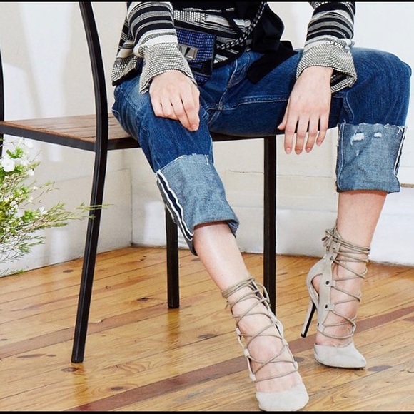 SOLD Marissa Webb Daphnie Tan Suede Lace Up Heels - Picture 2 of 8